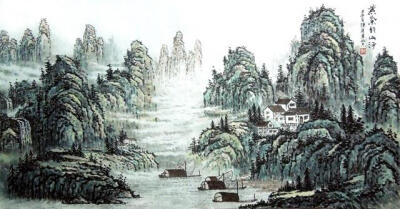 陈清泉 四尺《紫气韵山河》138cm×68cm