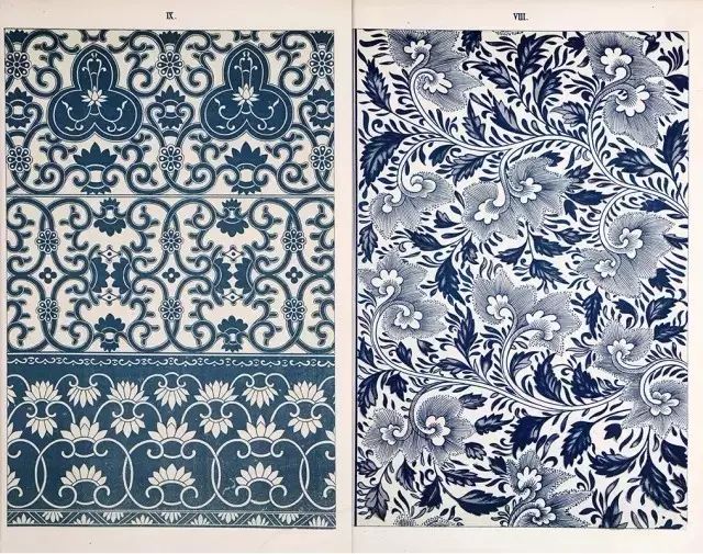 下面这本《Examples of Chinese ornament》大约出版于1867年，是英国当时先锋建筑家与设计师欧文·琼斯（Owen Jones）根据历史上的The South Kensington museum / 南肯辛顿博物馆(现为：英国自然史博物馆）的部分中国收藏品和部分其它中国古董上的图案绘制而成。