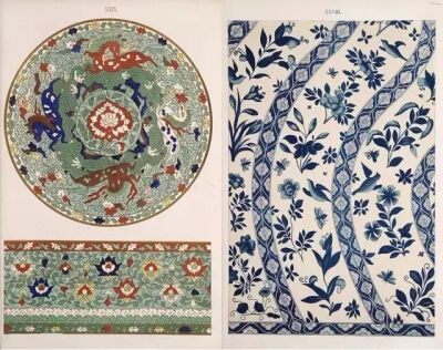 下面这本《Examples of Chinese ornament》大约出版于1867年，是英国当时先锋建筑家与设计师欧文·琼斯（Owen Jones）根据历史上的The South Kensington museum / 南肯辛顿博物馆(现为：英国自然史博物馆）的部分中国…