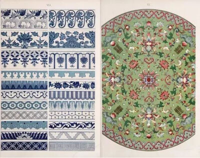 下面这本《Examples of Chinese ornament》大约出版于1867年，是英国当时先锋建筑家与设计师欧文·琼斯（Owen Jones）根据历史上的The South Kensington museum / 南肯辛顿博物馆(现为：英国自然史博物馆）的部分中国…