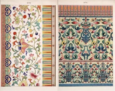 下面这本《Examples of Chinese ornament》大约出版于1867年，是英国当时先锋建筑家与设计师欧文·琼斯（Owen Jones）根据历史上的The South Kensington museum / 南肯辛顿博物馆(现为：英国自然史博物馆）的部分中国…