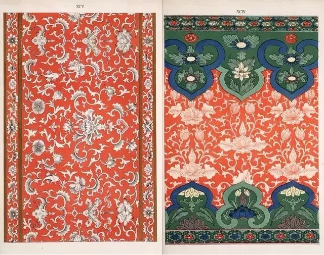 下面这本《Examples of Chinese ornament》大约出版于1867年，是英国当时先锋建筑家与设计师欧文·琼斯（Owen Jones）根据历史上的The South Kensington museum / 南肯辛顿博物馆(现为：英国自然史博物馆）的部分中国收藏品和部分其它中国古董上的图案绘制而成。