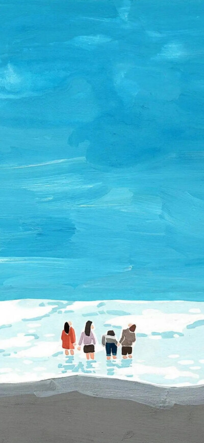 动漫 插画 可爱壁纸 蓝色