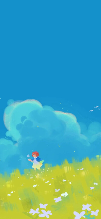 动漫 插画 可爱壁纸 蓝色