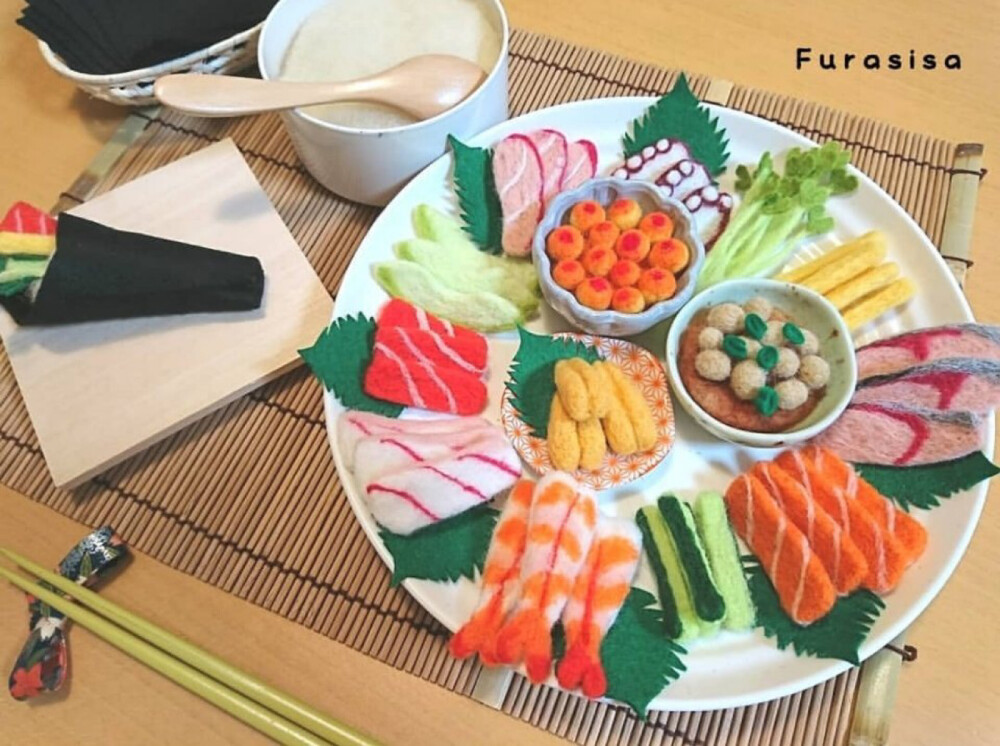 日本羊毛毡艺术家furasisa的毛毡美食