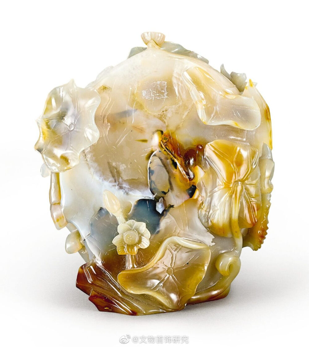 民國 瑪瑙池蓮花葉擺件 ​​​