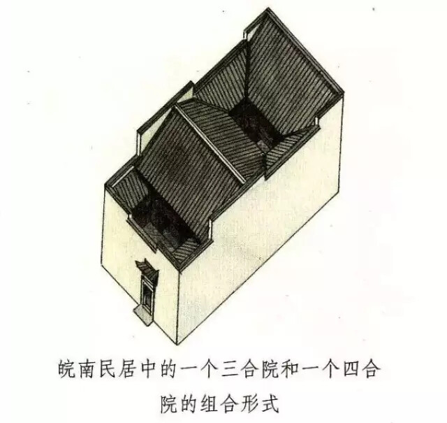 皖南民居中的一个三合院和一个四合院组合形式