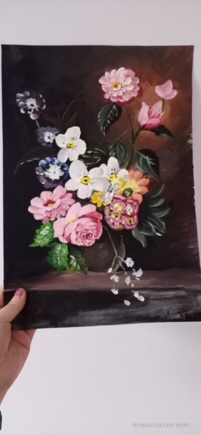 手绘 丙烯 花 绘画