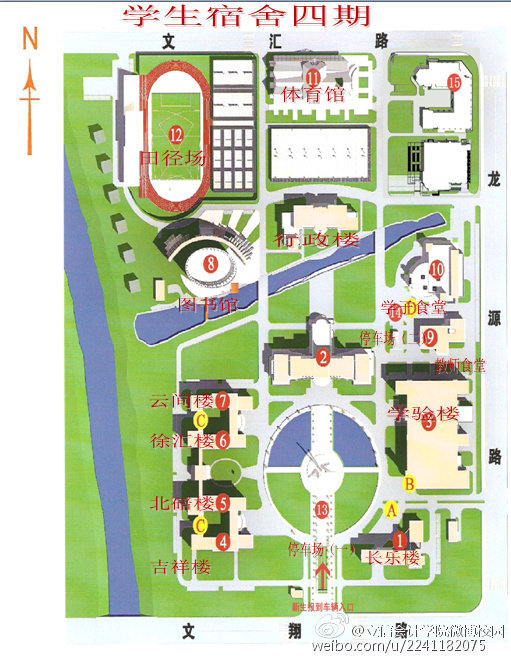 景观节点手绘平面图，大学校园平面图，来源于微博见水印，侵删歉