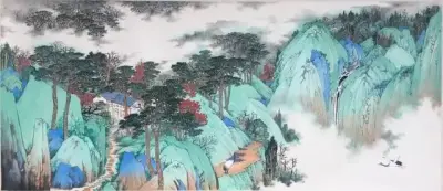 画坛才子常潇青绿山水画作品赏析