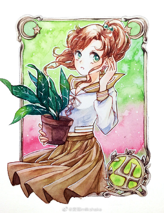 美少女战士水彩画，木野真琴 Sailor Jupiter，画师:b站LUNA花