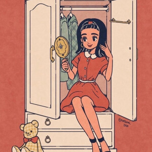 超好看的复古风人物插画插画师 ins.