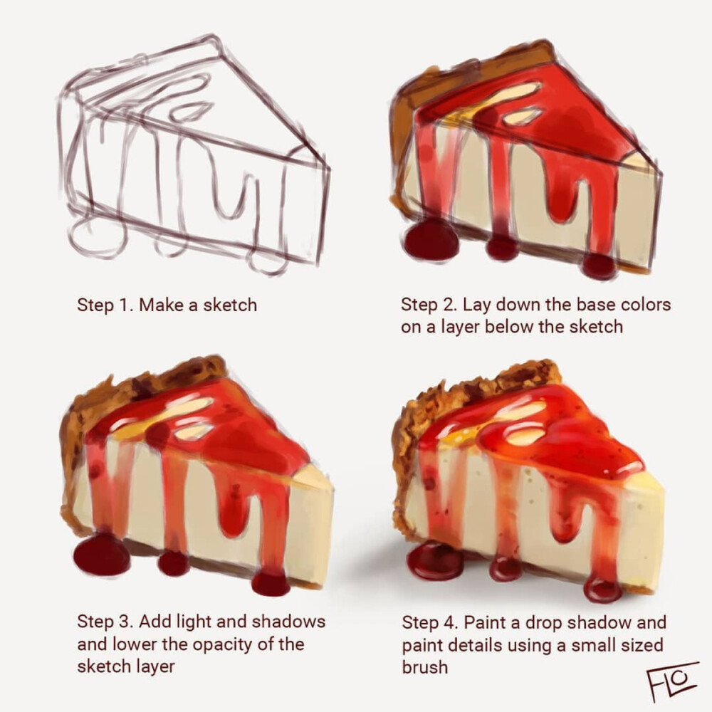 甜品蛋糕的绘画参考