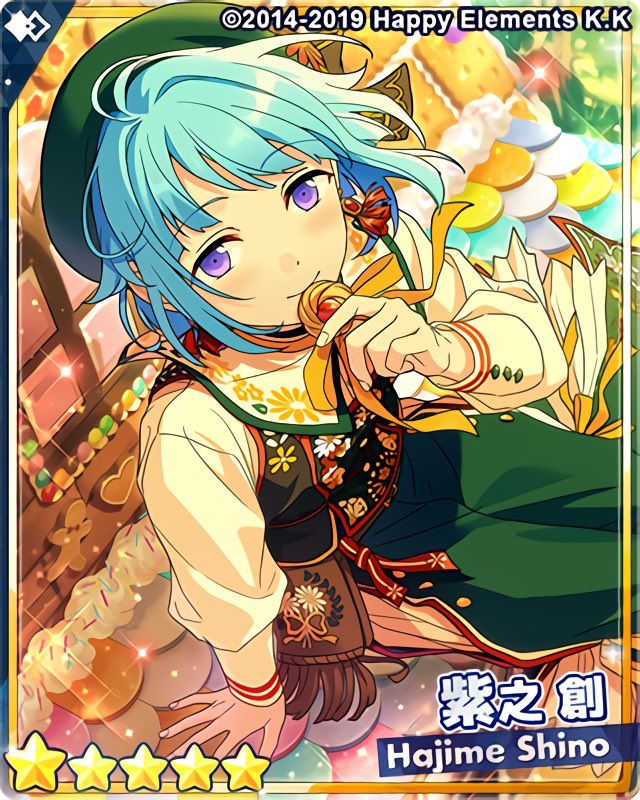 2020.5.30
『スカウト！お菓子の家』
▽新登場カード
⭐5 紫之 創
⭐4 鳴上 嵐
⭐3 明星 スバル
⭐3 朔間 凛月