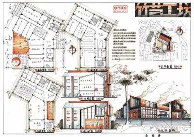 四方手绘考研培训建筑快题学员作品