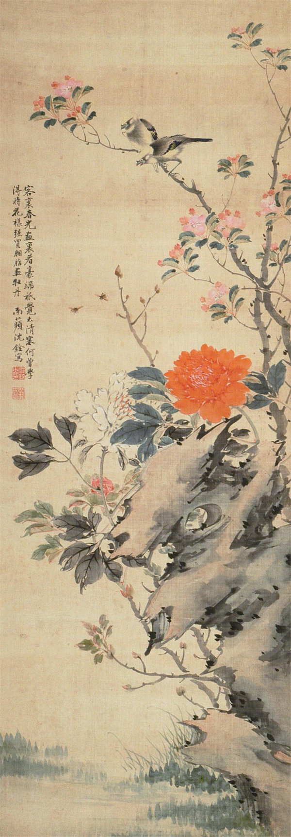 清 沈铨作品赏析
沈铨（1682—1760），字衡之，号南苹，浙江湖州市德清县新市镇（一作吴兴（今浙江省湖州市吴兴区）人。少时家贫，随父学扎纸花。20岁左右，从事绘画，并以此为生。其画远师黄筌画派，近承明代吕纪，工写花卉翎毛、走兽，以精密妍丽见长，也擅长画仕女。创“南苹派”写生画，深受日人推崇，被称为“舶来画家第一”。