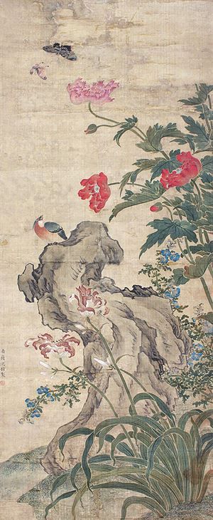 清 沈铨作品赏析
沈铨（1682—1760），字衡之，号南苹，浙江湖州市德清县新市镇（一作吴兴（今浙江省湖州市吴兴区）人。少时家贫，随父学扎纸花。20岁左右，从事绘画，并以此为生。其画远师黄筌画派，近承明代吕纪，工写花卉翎毛、走兽，以精密妍丽见长，也擅长画仕女。创“南苹派”写生画，深受日人推崇，被称为“舶来画家第一”。