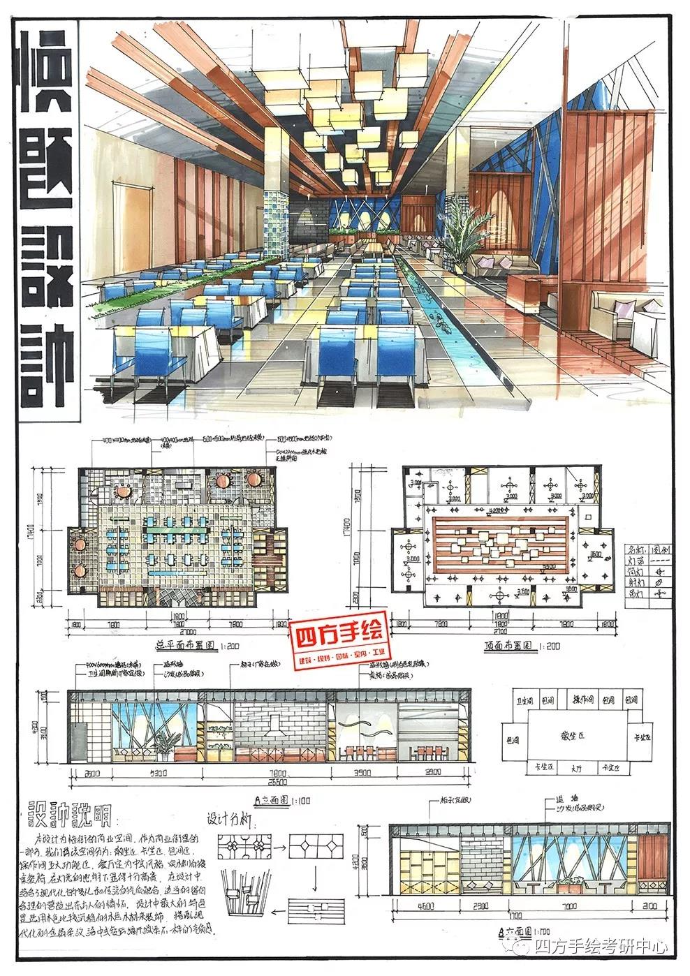 四方手绘考研培训室内设计快题学员作品