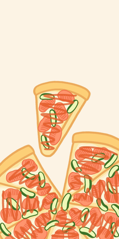 奶茶披萨手绘手机壁纸
