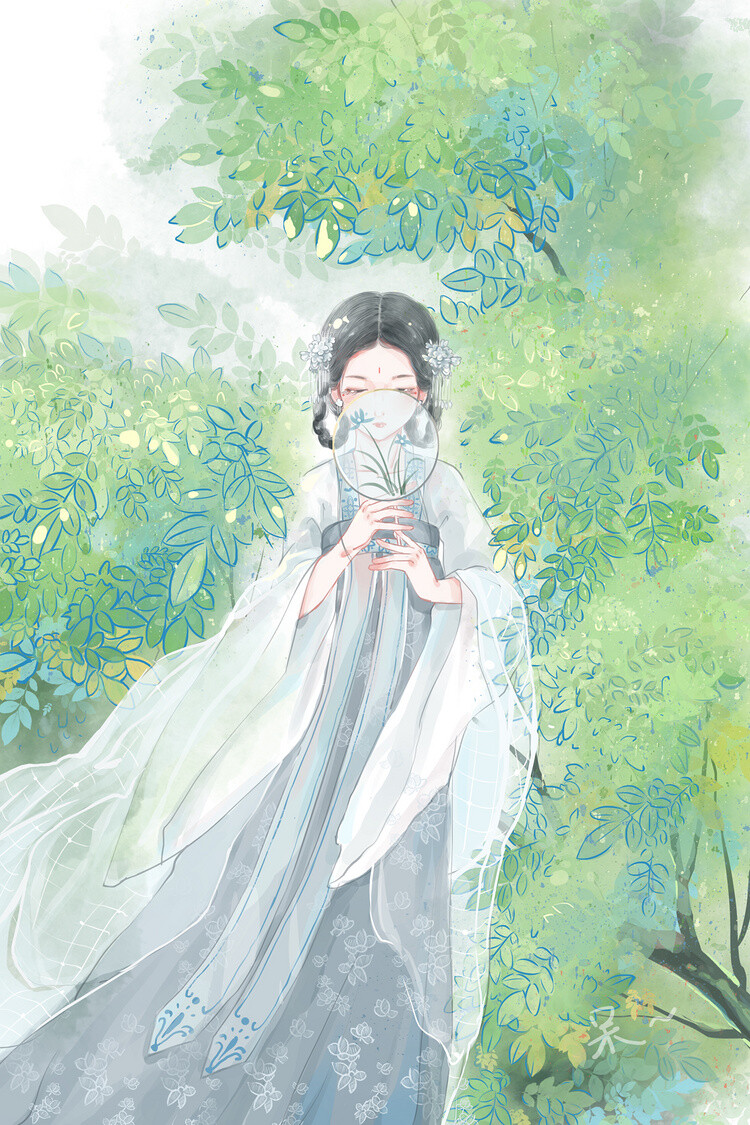 古风插画壁纸头像 古风手绘/水彩美人聊天背景