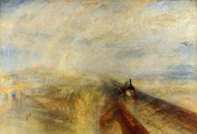 约瑟夫·马洛德·威廉·透纳 雨、蒸汽和速度：西部大铁路
1844年 布面油画 91cm×121.8cm 伦敦英国国家美术馆