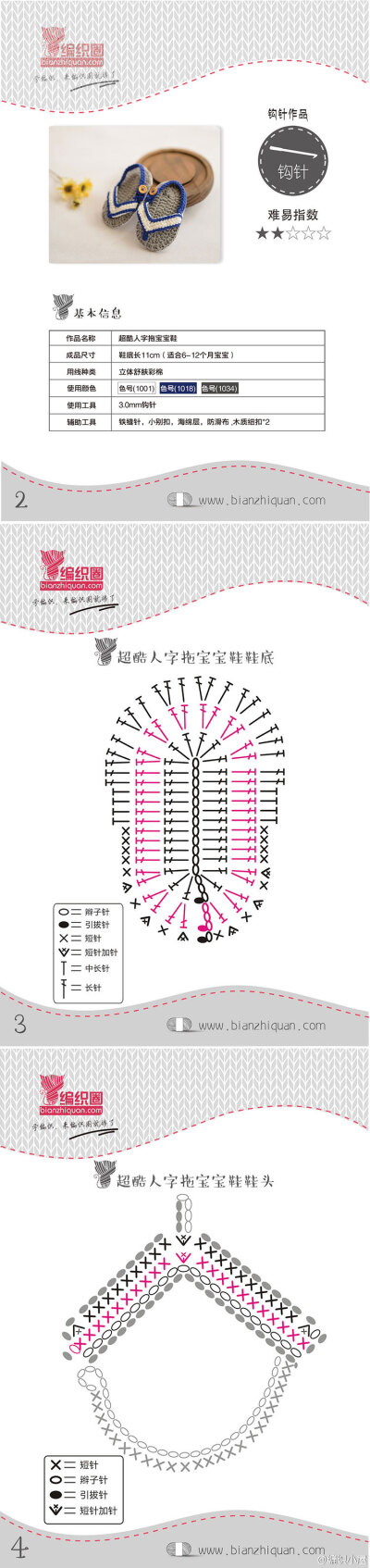 钩针宝宝鞋图解