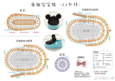 钩针宝宝鞋图解