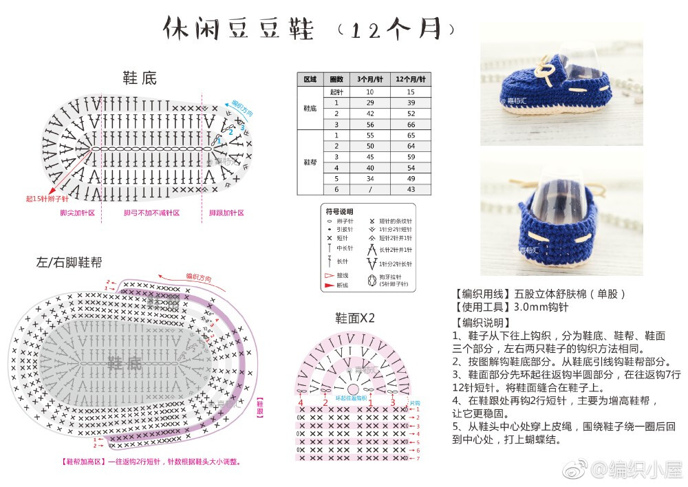 钩针宝宝鞋图解