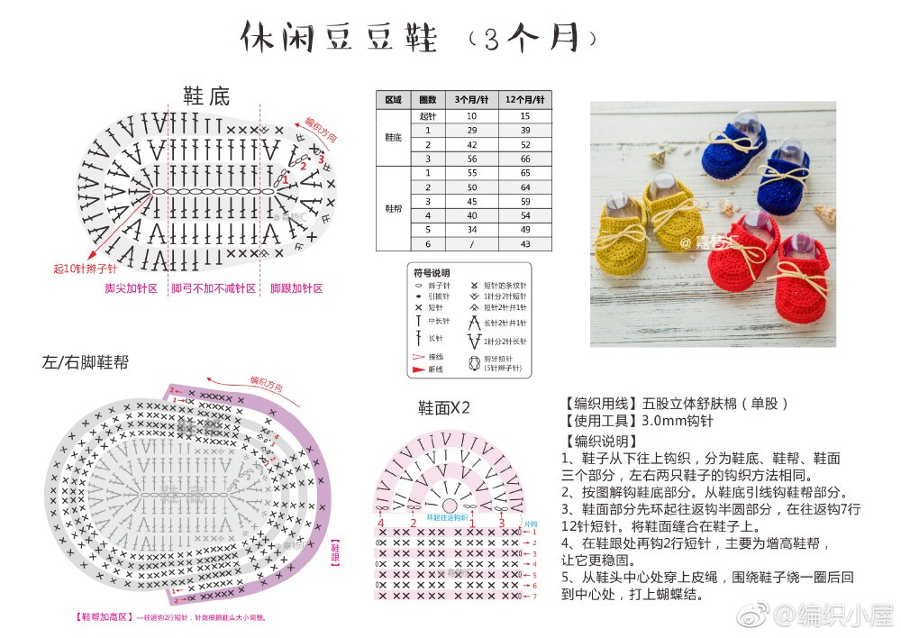 钩针宝宝鞋图解