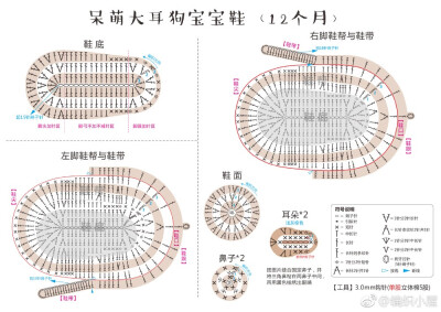 鉤針寶寶鞋圖解