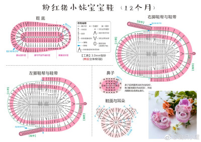 钩针宝宝鞋图解