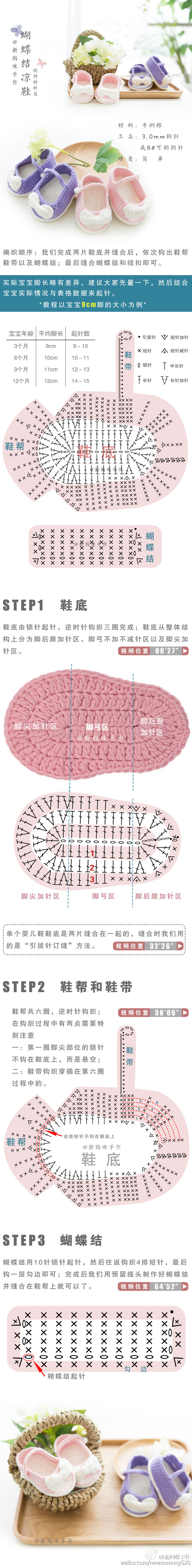 钩针宝宝鞋图解