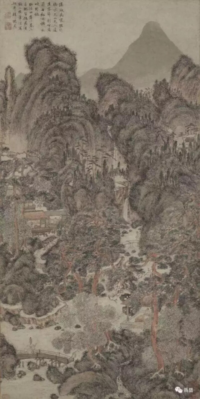 明 沈周 《仿王蒙山水》
121.2 × 60.2 cm
美 國 弗 利 爾 博 物 館 藏