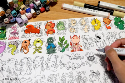 [cp]【视觉分享】0608罗元小可爱元素
罗元画师花了两年时间画了10000个“不重样”的小动物，注意哦，是不重样！每一个都萌萌哒~而且最快2天能完成100个人物设定！