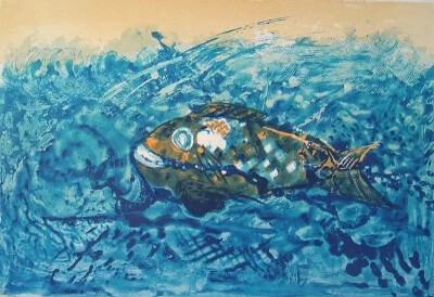 《青花》 丝网版画 45×67cm 张桂林 2005年