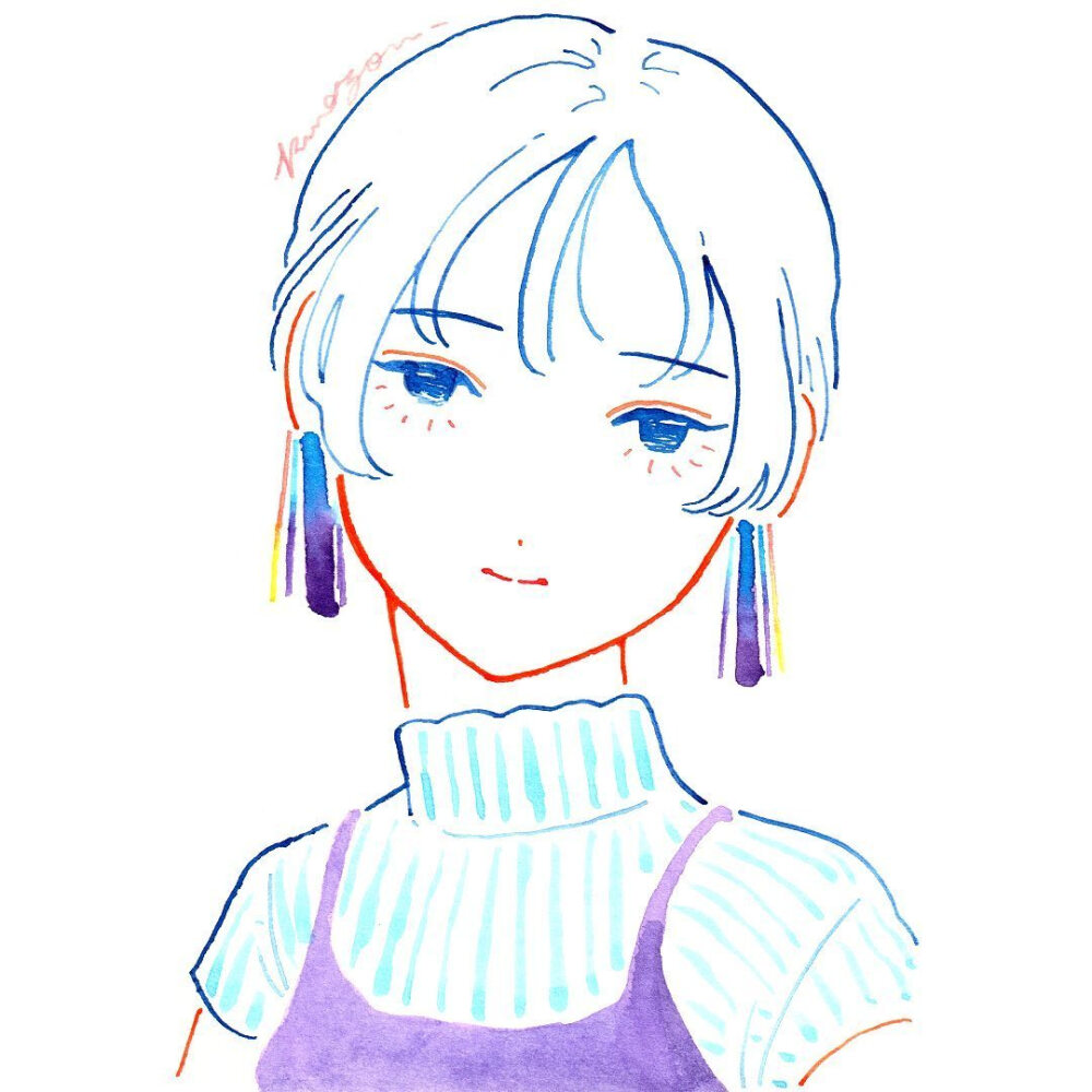 ins: kumazousasshi
手绘插画头像女