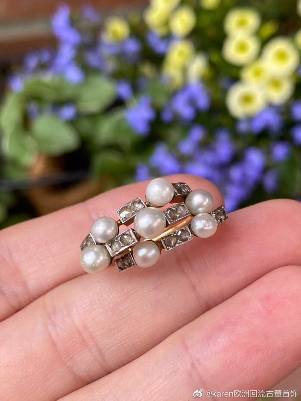 珍珠 钻石 戒指