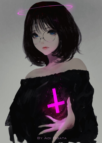 动漫女生图片 原创 original 女孩子 眼镜娘 十字架 来源p站 画师：Aoi Ogata