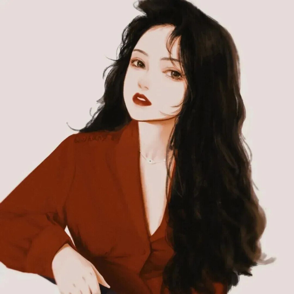 复古红衣女子头像