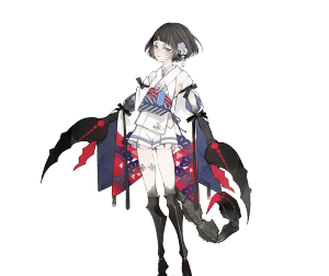蝎女(cv:上田丽奈)

在蝎子商人手中诞生的妖怪。
四处流浪时被铃鹿御前带回铃鹿山。
视强大的铃鹿御前为自己唯一的主人，常常无视少主大岳丸的命令。
用坚硬的钳子保护主人，微量的蝎毒亦可治疗同伴。
看似无害实际有着残忍冷血的一面，
是铃鹿山不为人知的「毒刃」。