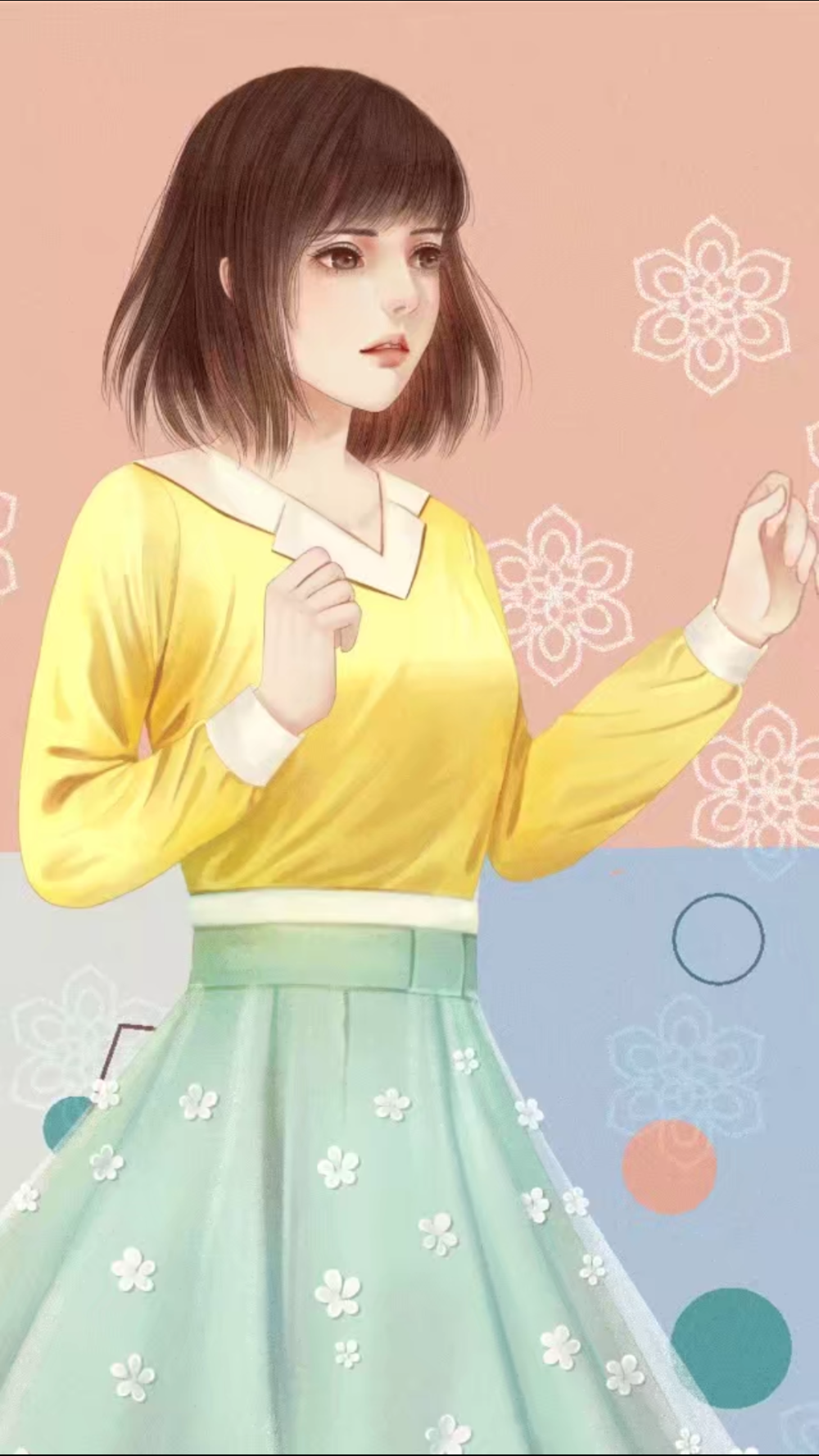 手绘 插画 梦幻 清新 少女 