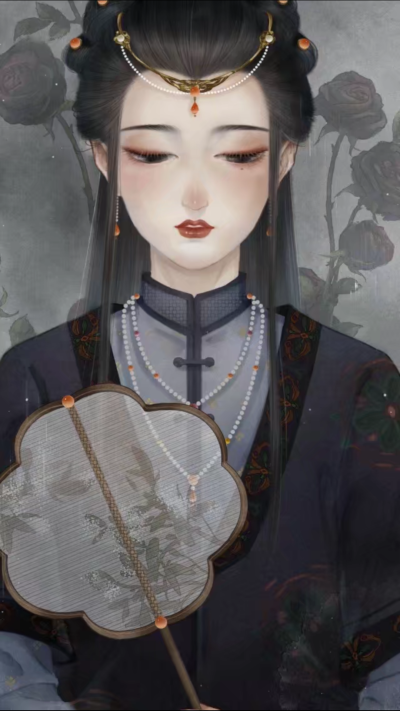 唯美 清新 手绘 插画 古风 少女