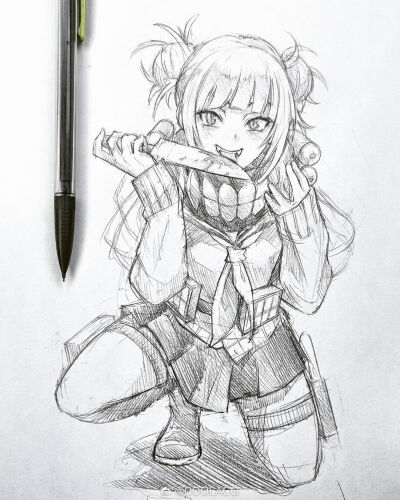 人物黑白动漫素材插画绘画线稿手绘女生男生长发短发转载二次元