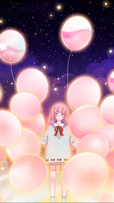 唯美 梦幻 手绘 插画 小清新