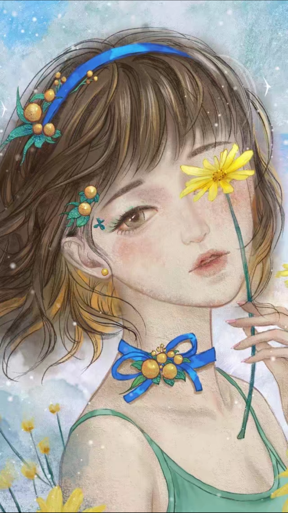 唯美 梦幻 清新 手绘 插画