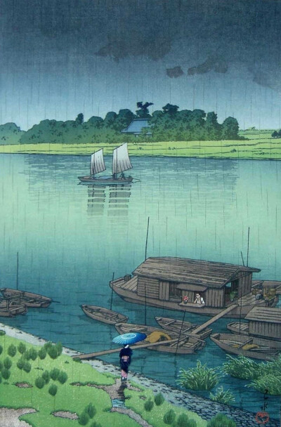 夏天的雨，1932年（川濑巴水作品）