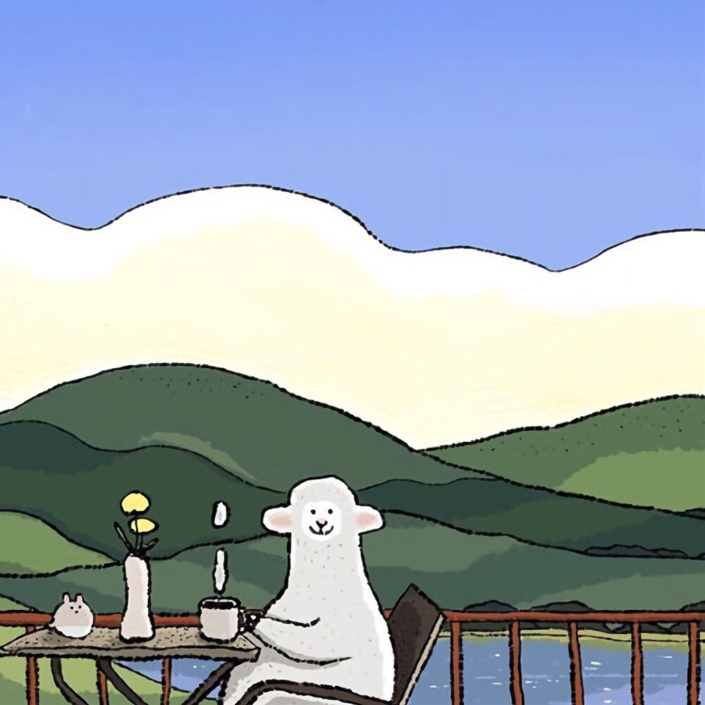 背景图 小头像 可爱 手绘 风景 天空 夕阳