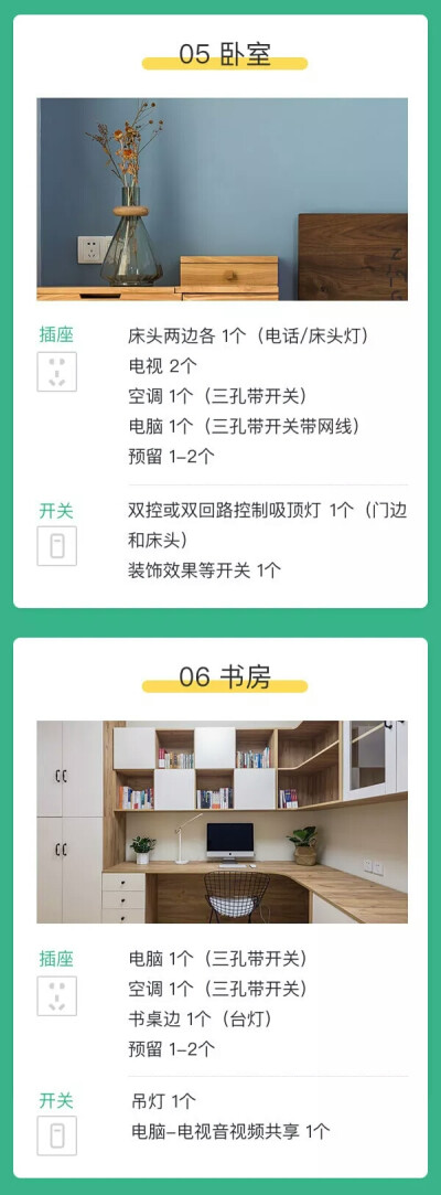 北京装修 • 装修经验 || 装修时，你知道家里各个空间应该配多少开关插座吗？用组图告诉你每个空间的开关插座的配量。✌