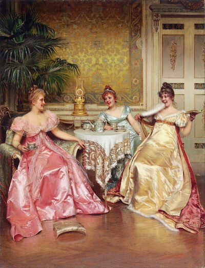 油画-18世纪宫廷贵妇的绫罗绸缎