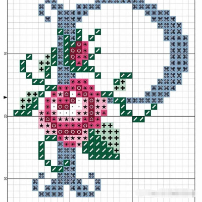 十字绣图纸•玫瑰花•字母P